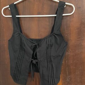 SHEIN Black Lace-Up Crop Top